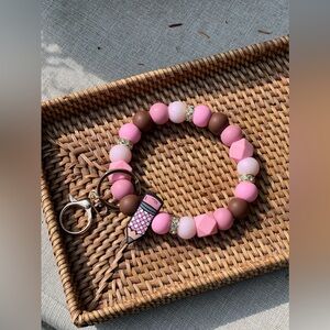 NEW teacher keychain beaded wristlet never used brand new